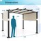 Costway 10' x 10' Outdoor Pergola with Retractable Sunshade Canopy Anchored Plates Patio Beige/Grey